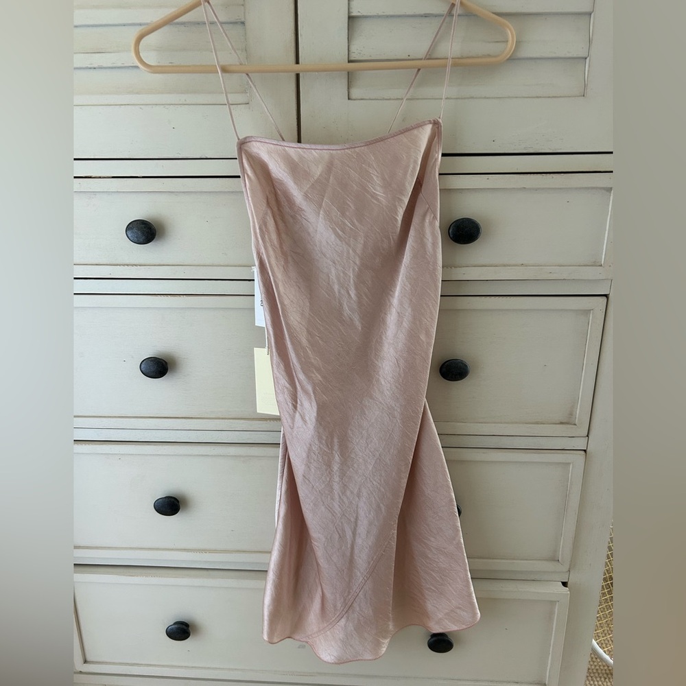 Aritzia Wilfred Elegant Champagne Open Back Mini Slip Dress